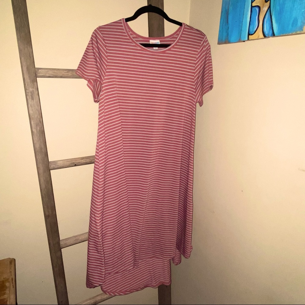 LuLaRoe Pink Striped Carly Dress